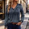 Damen Vintage Bedrucktes Baumwollähnliches Oberteil für den Lässigen Alltagsgebrauch