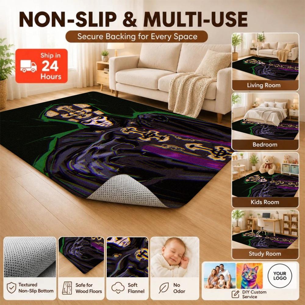 Dark Gothic Skeleton Bishop Rectangular Rug Soft Nonslip Carpet For Hallway Doorway Kitchen Home Decor Great Holiday Gift