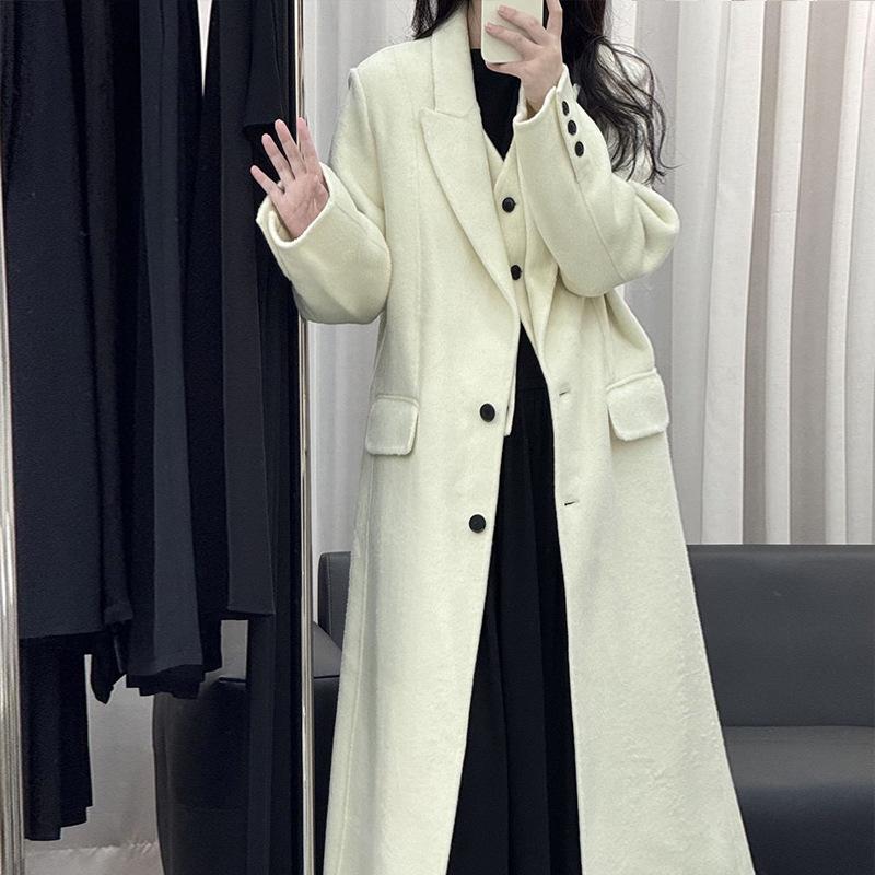 

2025 autumn and winter new fake two-piece suit slim-fitting long-haired thick double-sided wool coat jacket M