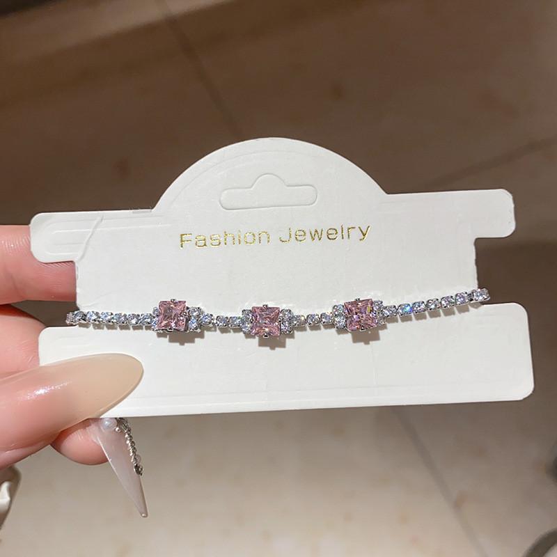 Медный Браслет-Шарм с Цирконами для Женщин В Стиле Легкой Роскоши розовый