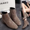 Suede thick heel Martin boots women's autumn and winter new mid-heel short boots fashion side zipper fashion boots women