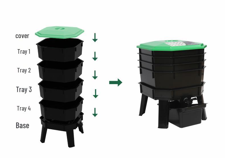 Earthworm Composting Bin for Kitchen Waste - Breeding & Fermentation Tray