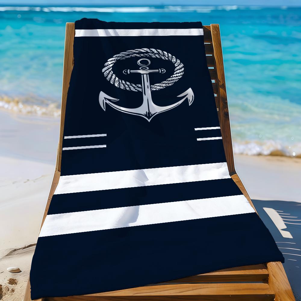 Nautical with Anchor and Rope Design Towel For Swim Yoga Gym Quick Drying Soft and Skin-friendly Beach Towels All-Season