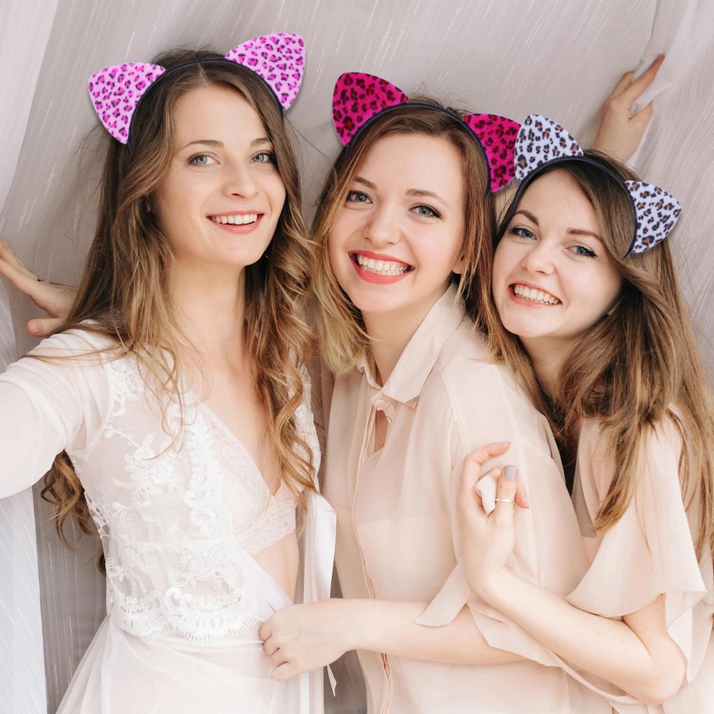 Leopardenmuster Glitzer Katzenohren Stirnband Metall Haarreifen Damen Party Accessoire Alltagskleidung Mädchen Festliche Katzenohren Haarband