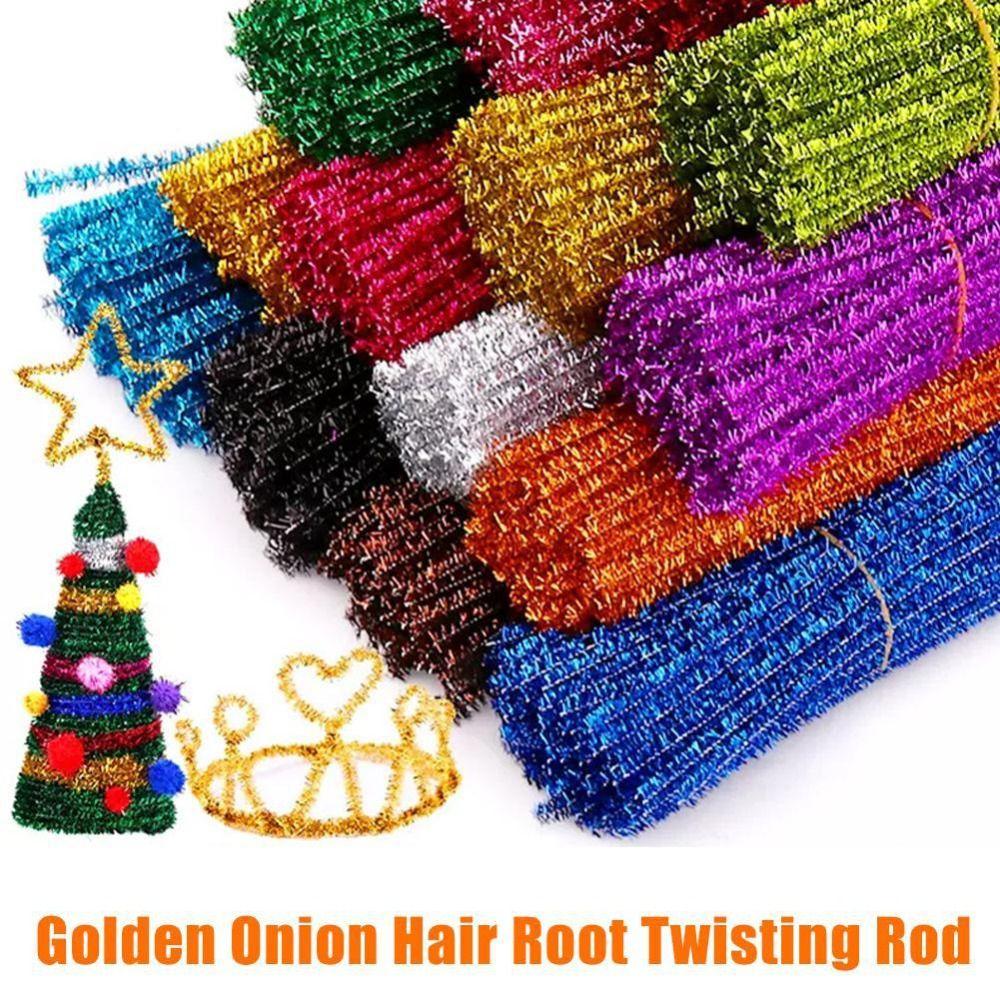 100pcs Colorful Chenille Stems Wire Core Tinsel Twisting Stick Plush Tinsel Stems  Handmade Crafts