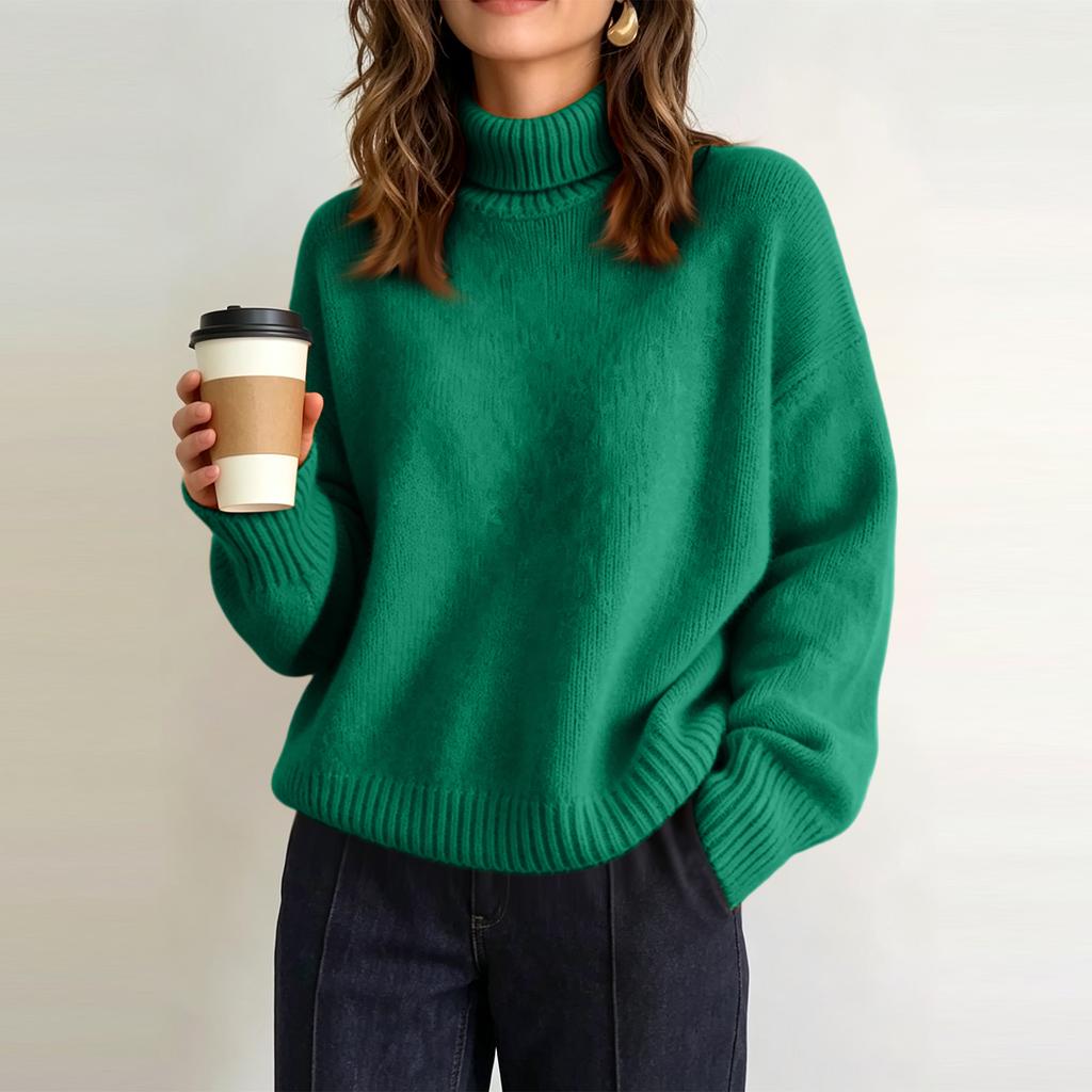 Women's Oversized Turtleneck Sweater Casual Loose Fit Knit Pullover Top