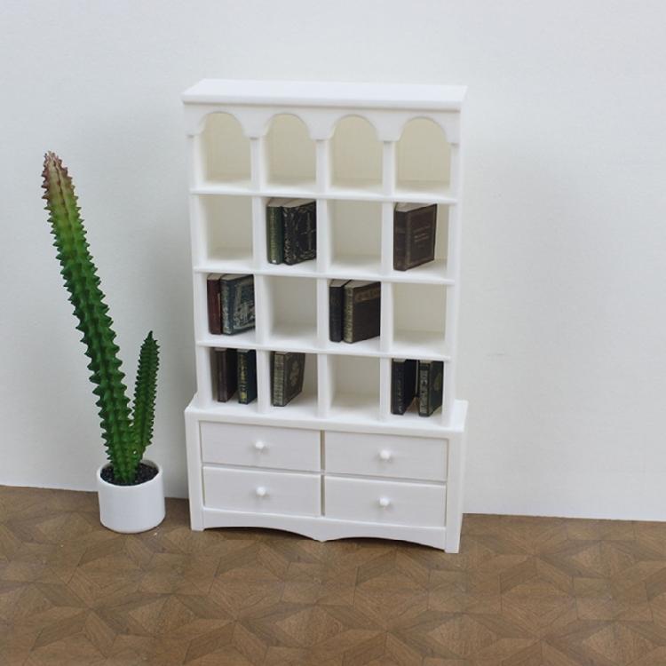 Classical Miniature Bookshelf Cabinet 1/12 Dollhouses Storage Organizer Kids Learning Activity Dollhouses Scene Setting