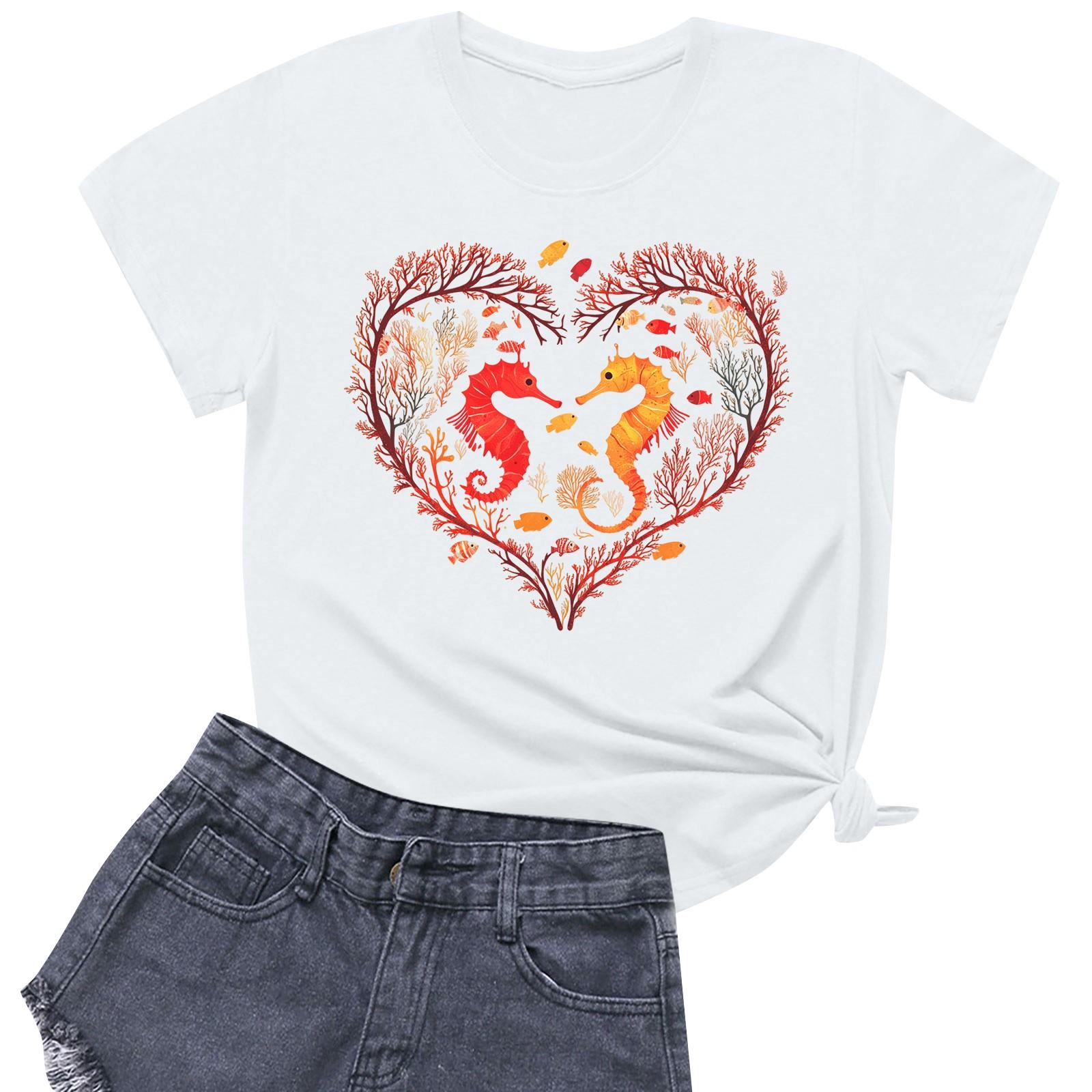 

Женская повседневная футболка с круглым вырезом и короткими рукавами с принтом XL белый