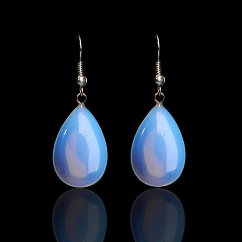1pair Imitation  stone earrings trade all match simple Opal egg white transparent drop Dangle Earrin