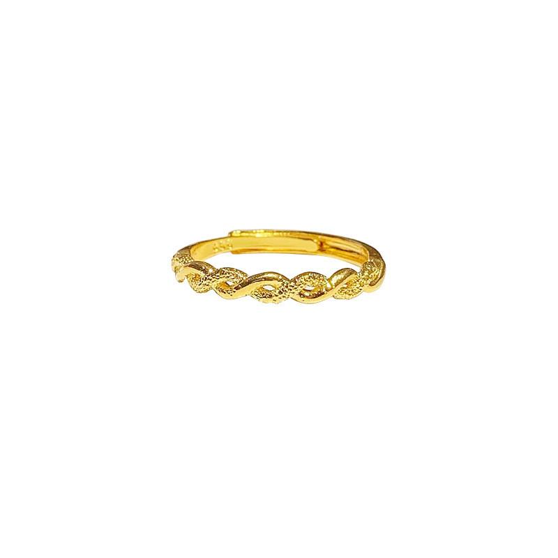 Gold Fashionable Plated Adjustable Heart Twisted Ring Unique Design For Women Gifts