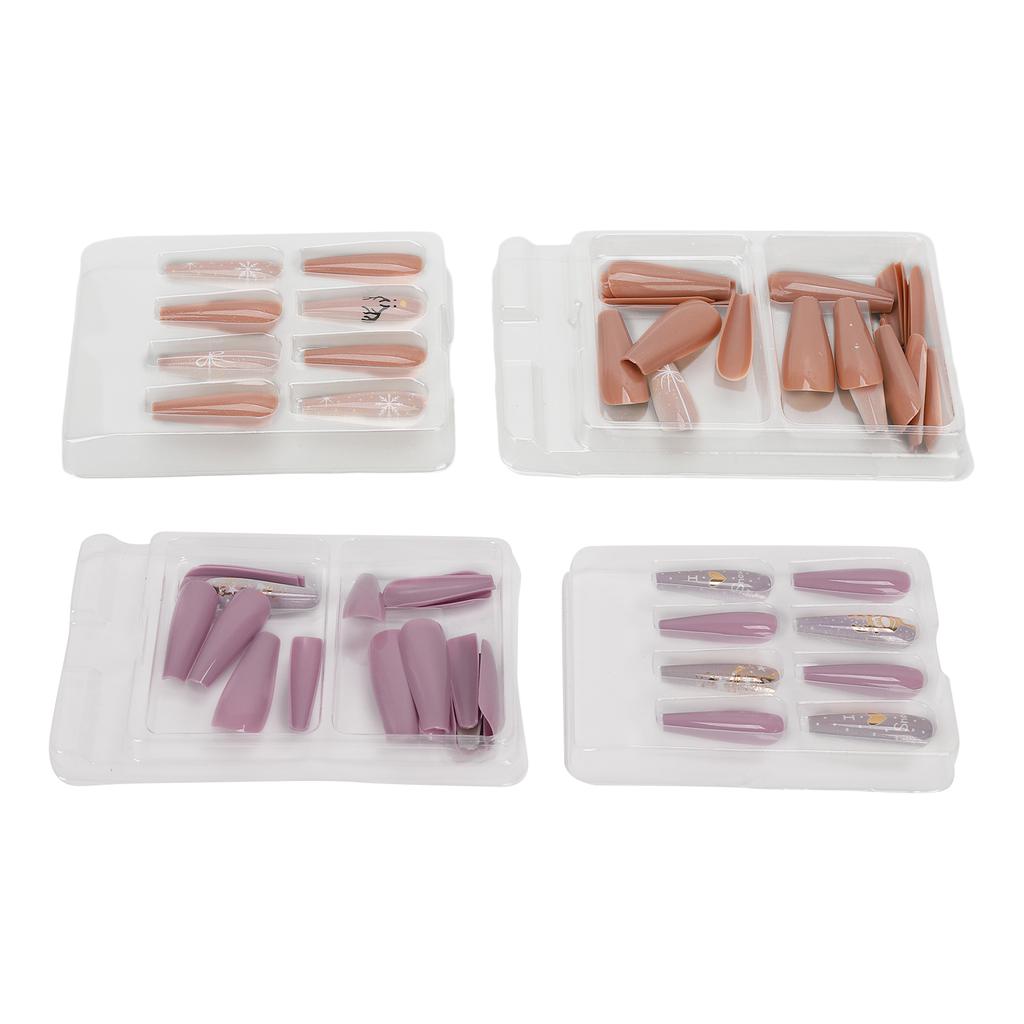 30PCS Nail Art Stickers with Glue Full Coverage Decorative Plastic Fake Nails Christmas Style