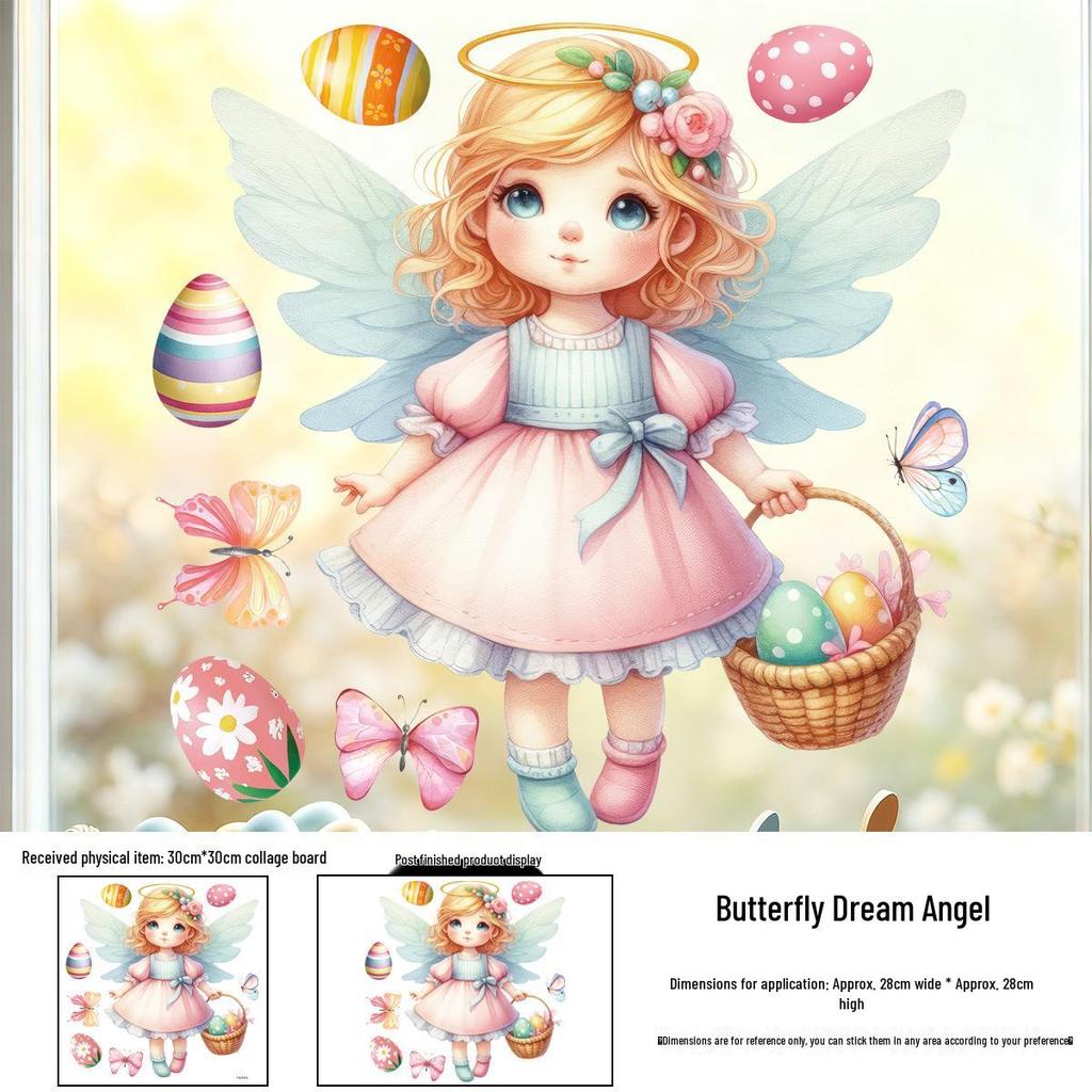 Easter Bunny & Chicks Colorful Window Stickers - Static Cling Decorations