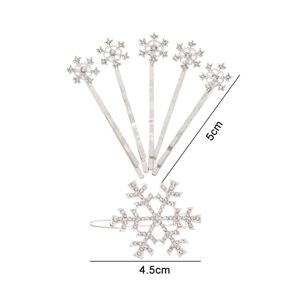 Girls Shiny Christmas Hair Clips Crystal Snowflake Hairpins Hair Accessories Rhinestone Barrette