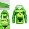 Festive Grinch Pattern Hoodie Kids Sweatshirt Pullover For How The Grinch Stole Christmas Fans