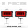 4-inch 8D Lens LED Rectangular Work Lamp Angel Eyes Halo Driving Light Reverse Fog Light for Car Truck ATV Motocycle UTV Pickup