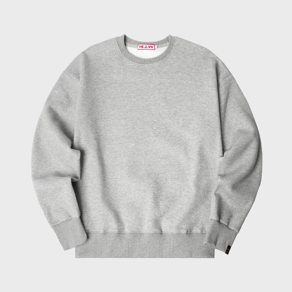 HELLVN H/V Plain Helven Oversized Fleece-Lined Sweatshirt_Gray (Mom4-0Hv)