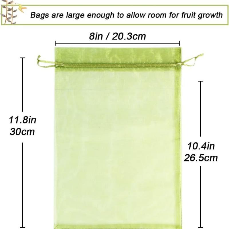 20Pcs Reusable Fruit Proof Drawstring Bags Plants Protection Mesh Bags Pest Barrier Covers Fruit Tree Garden Supplies