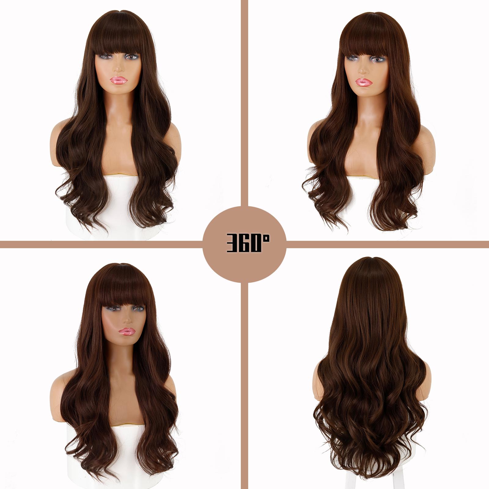 

LISI HAIR Женский длинный волнистый парик с челкой Парик из синтетического термостойкого волокна Косплей Лолита Вечеринка Ежедневная заколка.