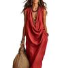 European and American new women's clothing casual sleeves loose swing collar loose holiday dress