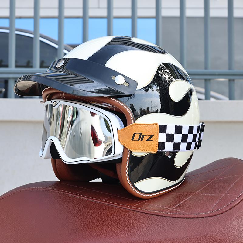 Orz-S68 Retro Motorcycle Helmet DOT Electric Male and Female Half Helmet Scooter Customized 3/4 Helmet for All Seasons
