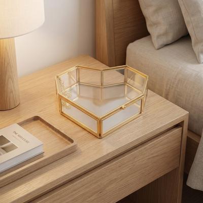 Glass Ring Box Heart Shaped Storage Box Practical Jewelry Box  Display