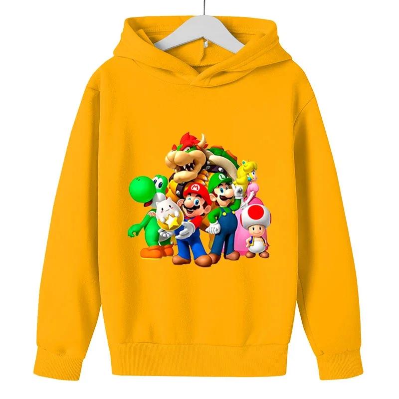 MINISO Girls Game Mario bros Hoodies Kids Baby Child Cartoon Tops Spring Children Long Sleeve Print Sweatshirt Autumn Boys Pullovers