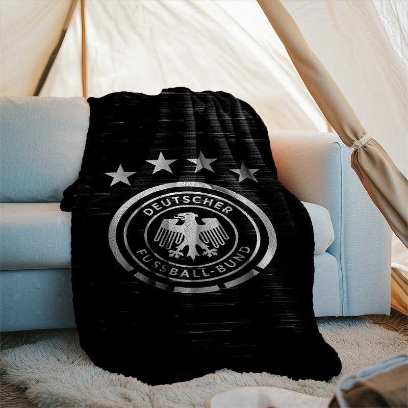 1PC German Football Emblem Printed Soft Flannel Blanket Throw for Adult Bedroom Living Room Sofa Camping Travel Fan gifts Christmas Gifts