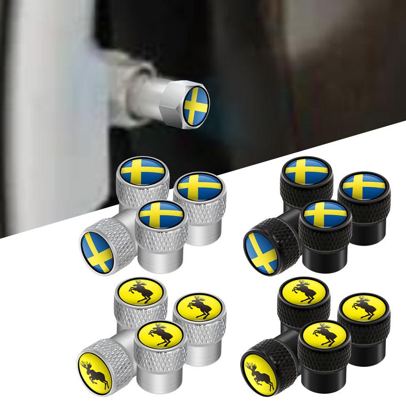 

Moose Shield Styling Emblem Swedish Flag Badge Car Metal Wheel Tire Valve Caps Stem Case For V40 V60 V90 XC40 XC60 S70 S60