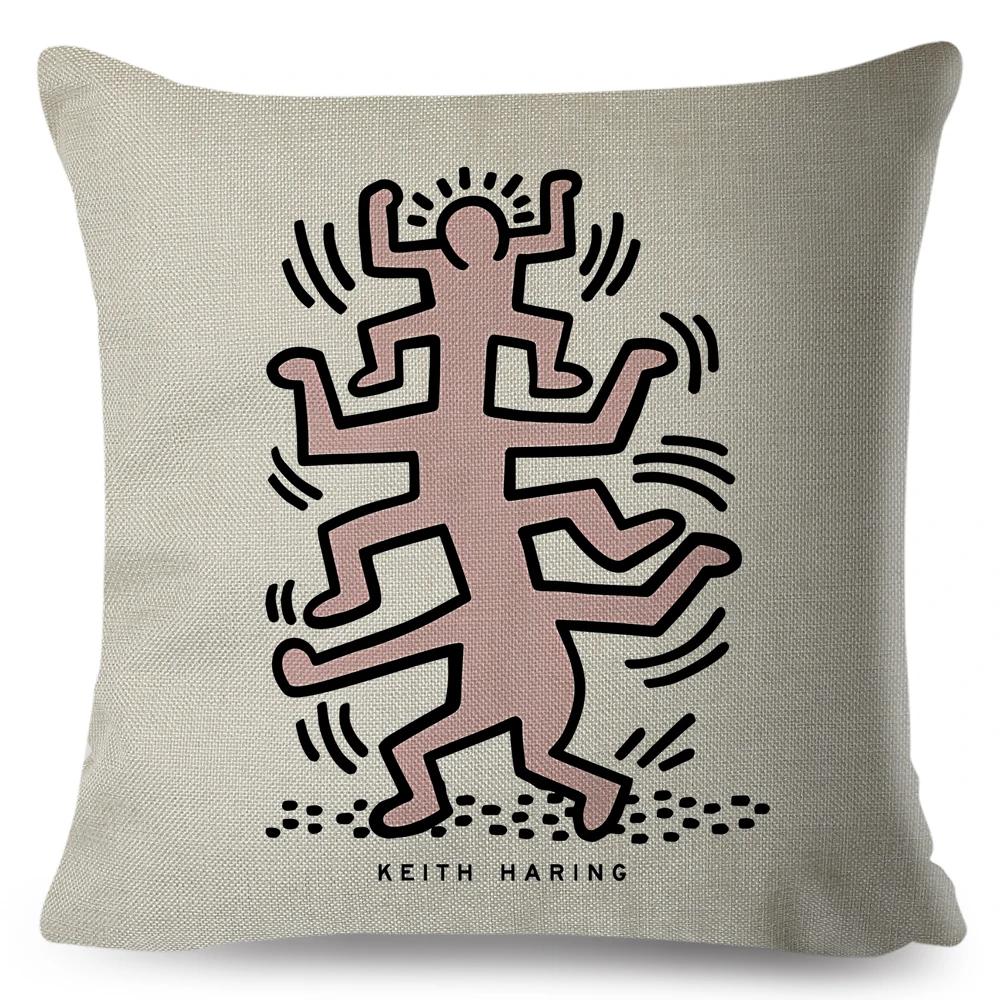 

Nordic Style Abstract Keith Artwork Cushion Cover for Sofa Home Car Decor Geometric Art Print Pillowcase Linen Throw Pillow Case 40x40cm16x16Inch