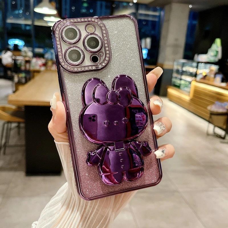 Invisible makeup mirror holder is suitable for Apple 16 mobile phone case flash drill with lens film iPhone15promax soft case.