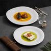 Pure White Wide Edge Striped Plate Ceramic Steak Plate Dessert Snack Plate Pasta Plates Molecular Cuisine Specialty Tableware