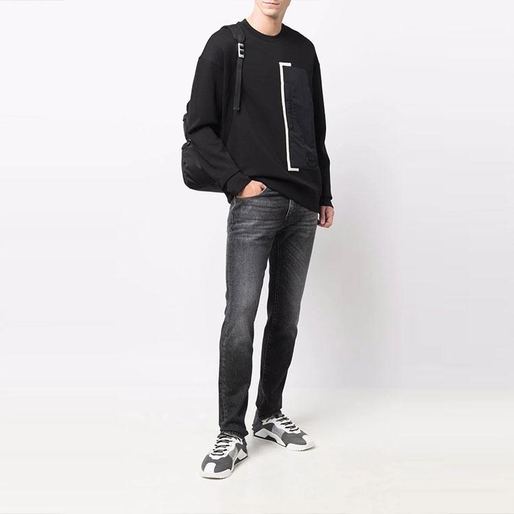 Emporio Armani FW21 Front Small Pocket Round Neck Pullover Sweatshirt Men Sweatshirt Black 6K1M87-1JHSZ-0999