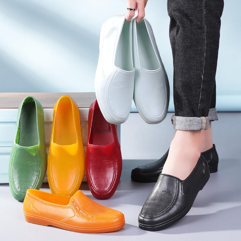 Construction beef tendon guaranteed bottom labor soft rubber waterproof mud shoes non-slip shoes rain shoes low-top quick-drying round head no net