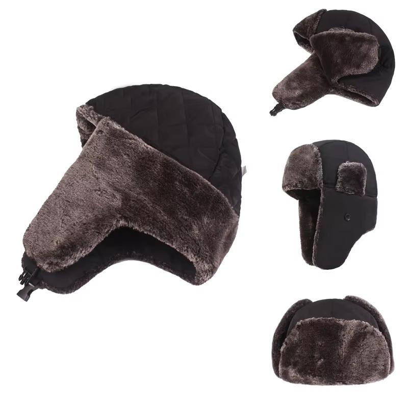 Outdoor Windproof Earflaps Aviator Warm Hat Winter Men Women Bomber Hat Russian Trapper Trooper Hat Snow Ski Hat Lei Feng Cap
