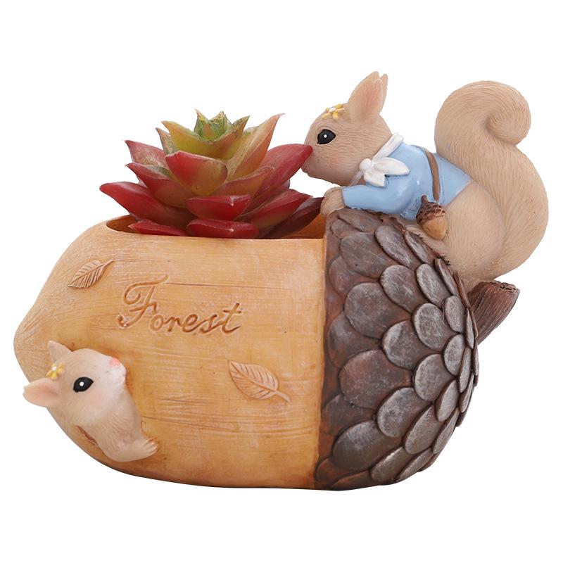 South Courtyard Cartoon Nut Garden Resin Succulent Pot – Creative Home and Balcony Decor