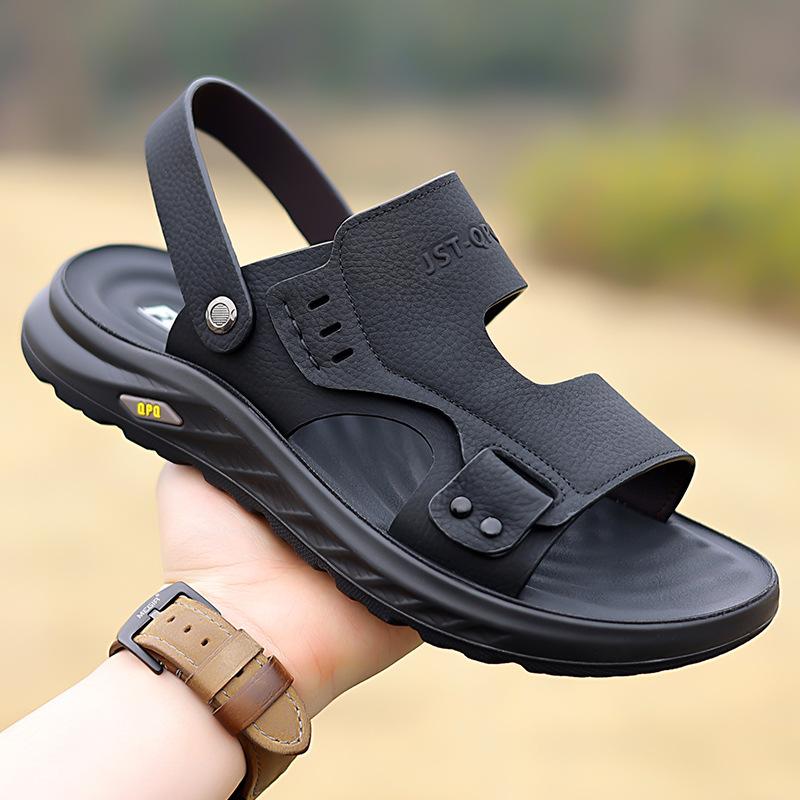 Summer new beach shoes men's sandals leather breathable open-toed sandals dual-purpose men's shoes casual cowhide sandals