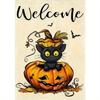 Halloween Cat Garden Flag, Polyester Welcome Yard Banner, Double-Sided Outdoor Decor, , No Electricity Needed, for Autumn Thanksgiving Harvest Seasona