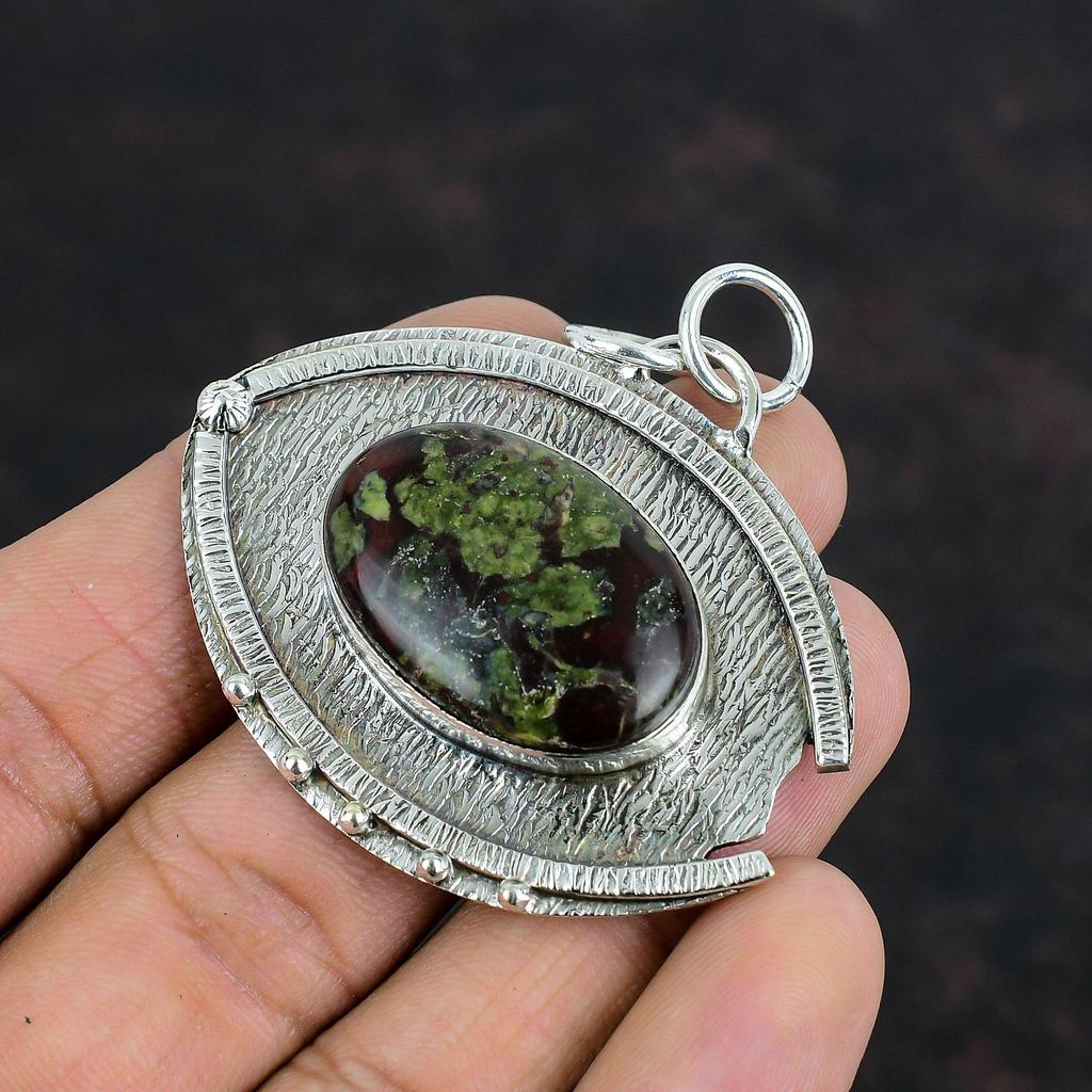 Dragon Bloodstone Gemstone Pendant 925 Sterling Silver Pendant Stylish Pendant Dragon Bloodstone Jewelry Handmade Boho Pendant Gifts For Her