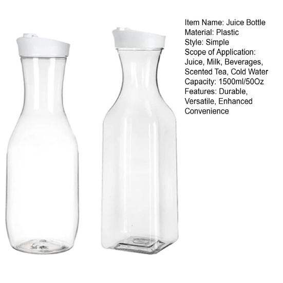 50 Oz Juice Carafe with Lids Airtight Drink Pitcher for Fridge Storage Easy Pour Milk Container Beverage Bottles for Bar Freezer