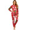 Matching Family Christmas Print Pajama Set with Long Sleeve Neck Top and Pants for Parents and Kids