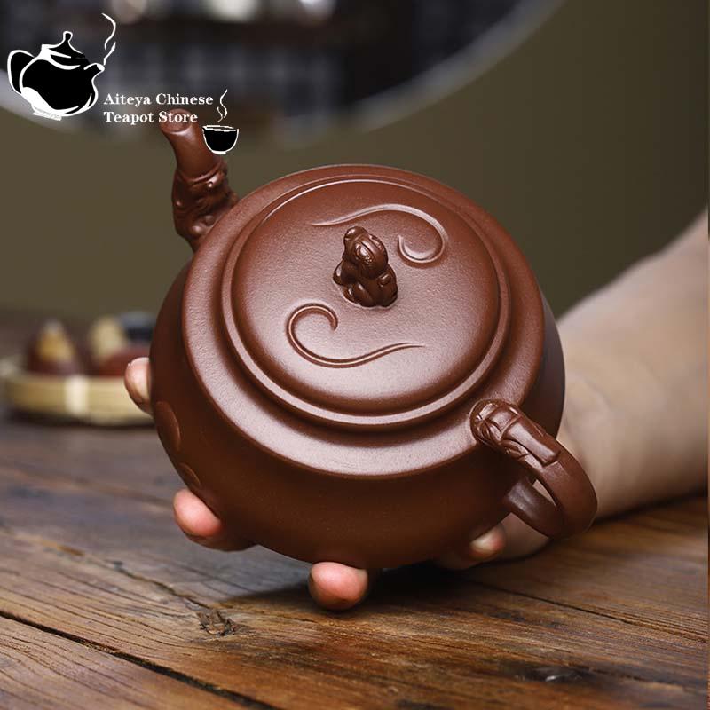 Yixing Handmade Purple Clay Pot Lucky Collection Old Purple Clay Drinking Pu'er Kung Fu Tea Set Chinese Teapot 260ml