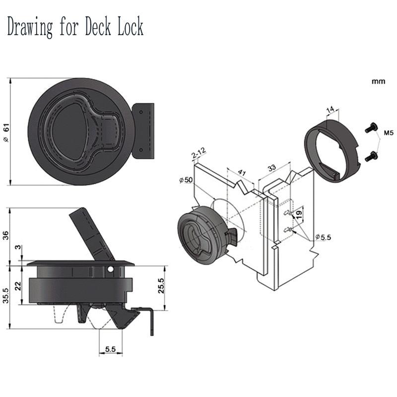 2/4/10Pcs Black Round Flush Pull Slam Latch for RV Boat Marine Deck Hatch Door Replacement for RV Boat Marine Deck Hatch Locker