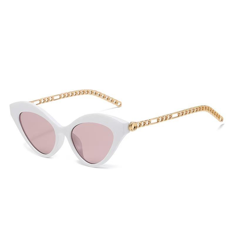 Fashion cat eye personality trend European and American spice girl metal chain temple sunglasses outdoor sun protection versatile sunglasses