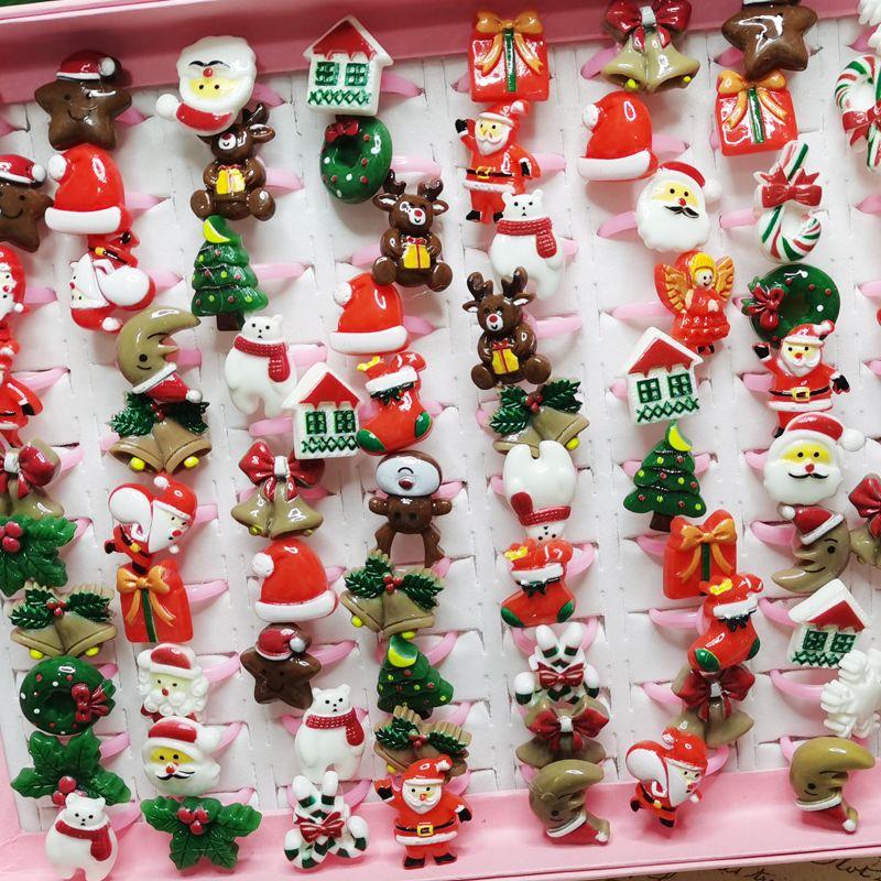 10pcs/Lot Cute Children's Cartoon Rings Glitter Flower Fruit Shape Plastic Adjustable Ope Excluding boxes