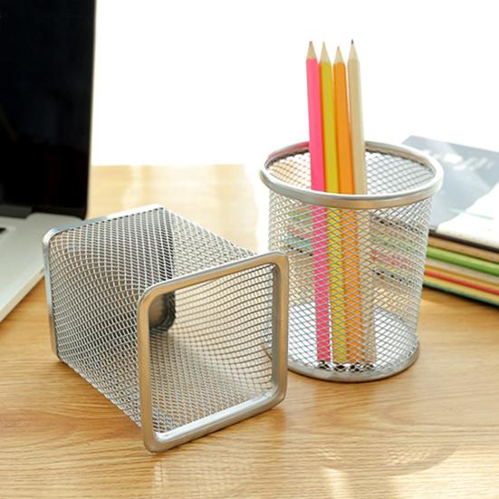Metal Hollow Pen Pencil Holder Vase Pot Tidy Stationery Storage Desk Container