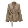 Lace-up Women's Clothing Autumn and Winter Casual Versatile Lapel Collar New Cardigan Sweater Jacket Women