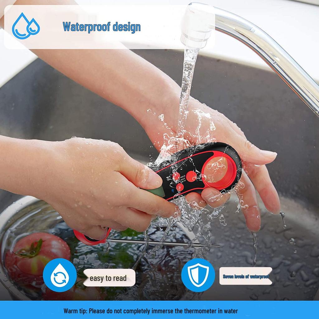 Waterproof Folding Electronic Food Thermometer for High-Temperature Cooking and Ovens