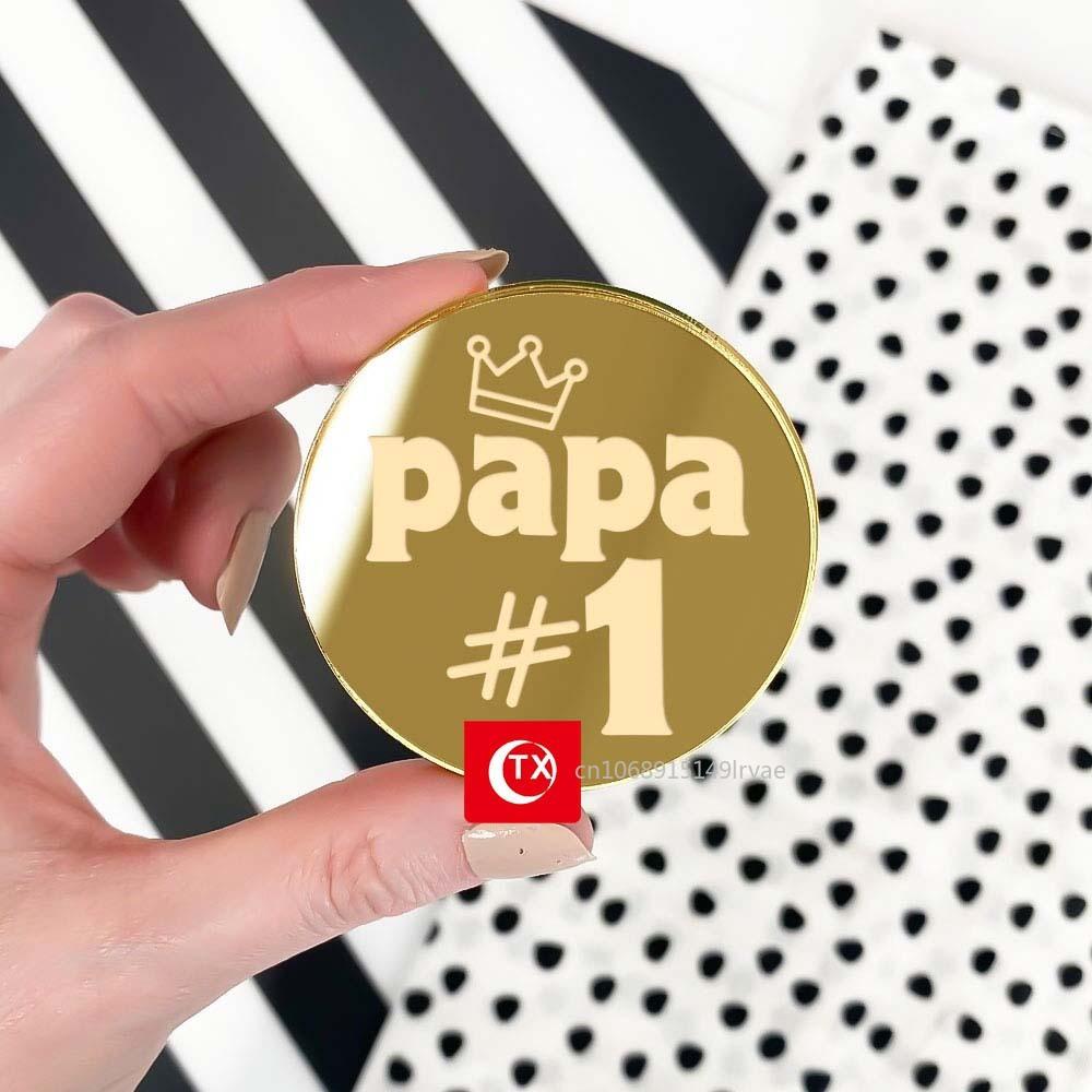 10/5pcs  Happy Father's Day Cake Topper Acrylic Gold Super Best Dad Cake Decor for Father Birthday Party Cupcake Decor