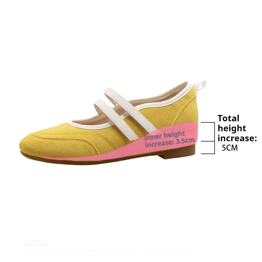

Внутреннее увеличение роста Французские балетки Мягкая подошва Мэри Джейн Женская обувь 36