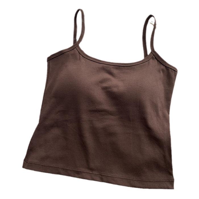 Korean Style Spicy Girl Cami Tank Top with Chest Pad and Beautiful Back Design - Women's Inner and Outer Wear